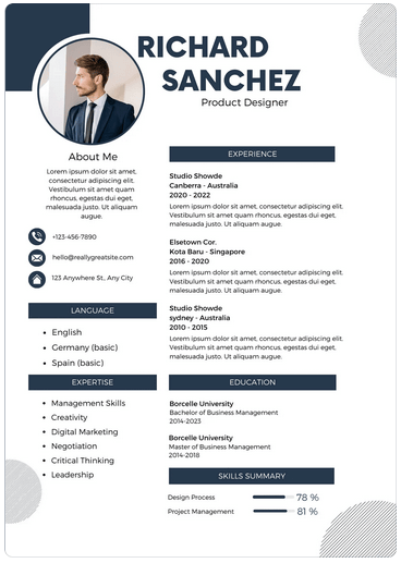 12-canva-resume-templates-for-any-profession-2-nén - Mẹo công nghệ trực tuyến Hình ảnh sơ yếu lý lịch CV hiện đại chuyên nghiệp màu xanh lam