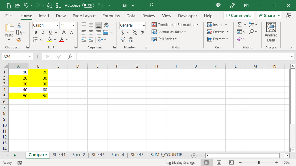 làm thế nào để so sánh-hai-columns-in-microsoft-excel-5-nén - Bộ phận trợ giúp Geek Cách so sánh hai cột trong Microsoft Excel hình 5