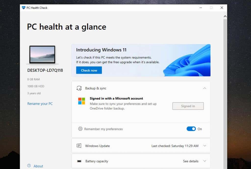 2-pc-kiểm tra sức khỏe - Help Desk Geek Khắc phục Windows 11 báo “Bộ xử lý của bạn không được hỗ trợ” hình ảnh 3
