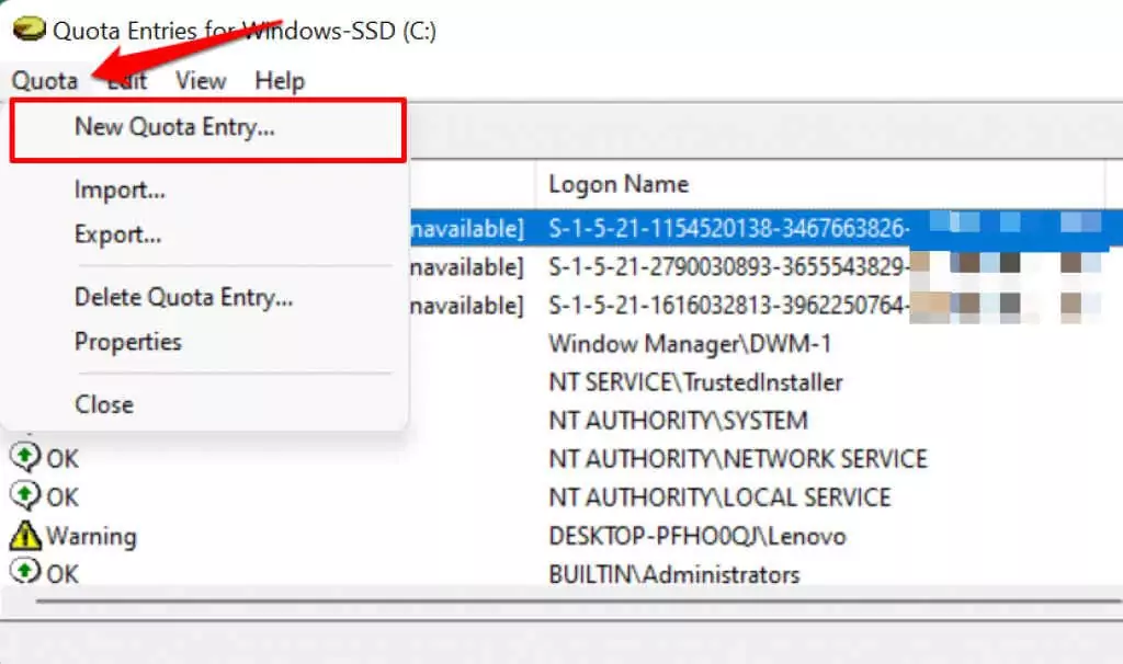 14-mới-hạn ngạch - Help Desk Geek Cách đặt hạn ngạch đĩa cho người dùng trong Windows 11 hình 15
