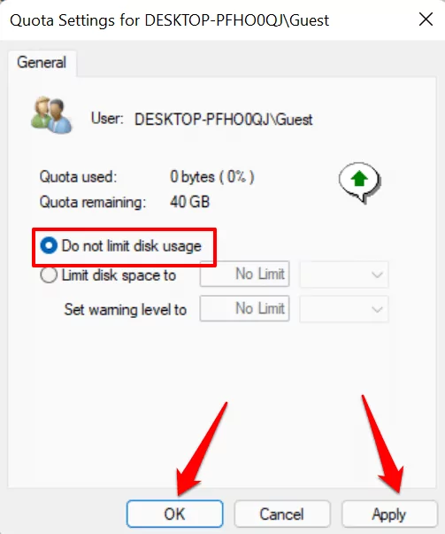 21-vô hiệu hóa-đĩa-hạn ngạch-giới hạn-windows - Help Desk Geek Cách đặt hạn ngạch đĩa cho người dùng trong Windows 11 hình 22