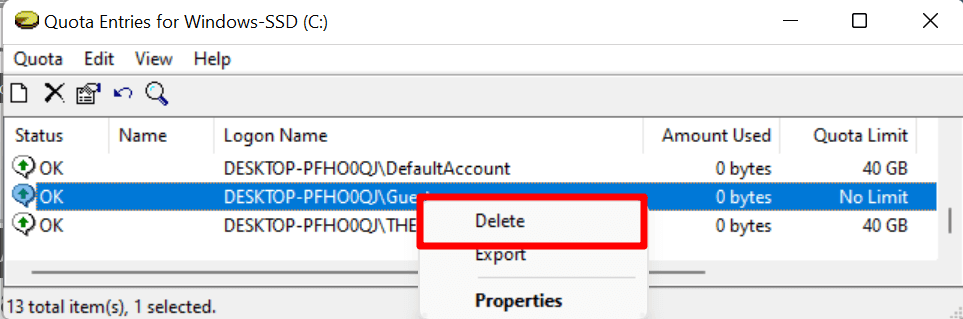 22-delete-disk-quota-limit-windows-11 - Help Desk Geek Cách đặt hạn ngạch đĩa cho người dùng trong Windows 11 hình 23