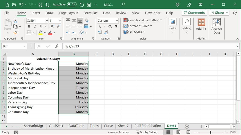 cách hiển thị ngày theo ngày trong tuần trong microsoft-excel-5 được nén - Help Desk Geek Cách hiển thị ngày là ngày trong tuần trong Microsoft Excel hình 6