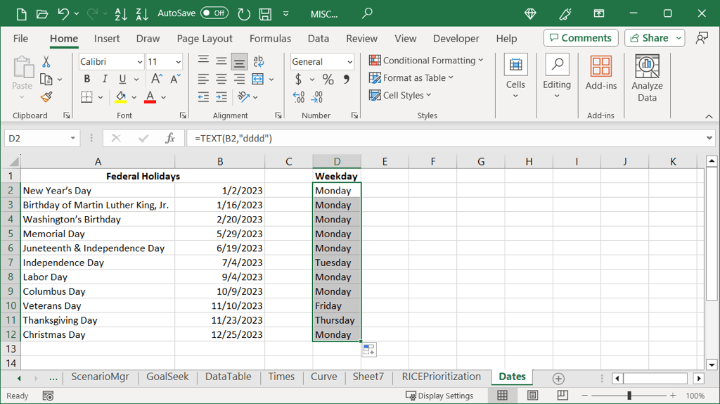 cách hiển thị ngày theo ngày trong tuần trong microsoft-excel-8-nén - Help Desk Geek Cách hiển thị ngày thành ngày trong tuần trong Microsoft Excel hình 9