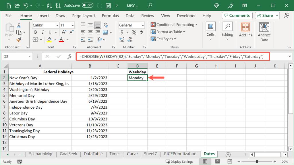 cách hiển thị ngày theo ngày trong tuần trong microsoft-excel-11-nén - Help Desk Geek Cách hiển thị ngày thành ngày trong tuần trong Microsoft Excel hình 12