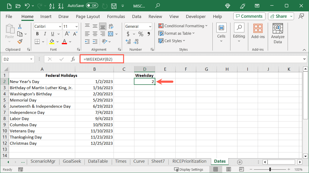 cách hiển thị ngày theo ngày trong tuần trong microsoft-excel-9-nén - Help Desk Geek Cách hiển thị ngày thành ngày trong tuần trong Microsoft Excel hình 10