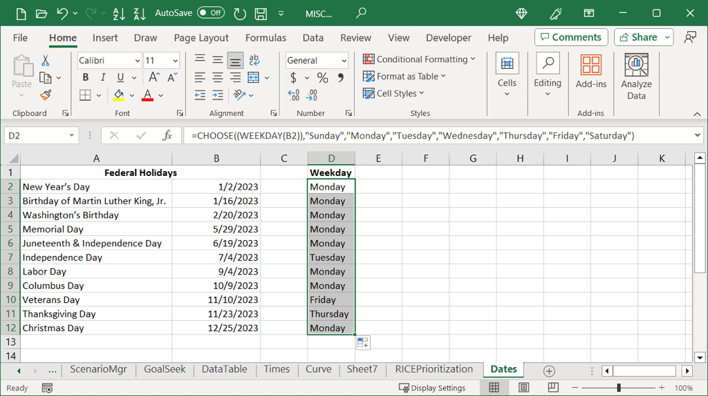 cách hiển thị ngày theo ngày trong tuần trong microsoft-excel-12-nén - Help Desk Geek Cách hiển thị ngày thành ngày trong tuần trong Microsoft Excel hình 13