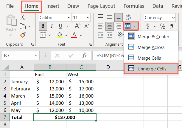 4 cách để hủy hợp nhất các ô trong Microsoft-Excel-3 được nén - Help Desk Geek 4 Cách Unmerge Cells Trong Microsoft Excel Hình 3