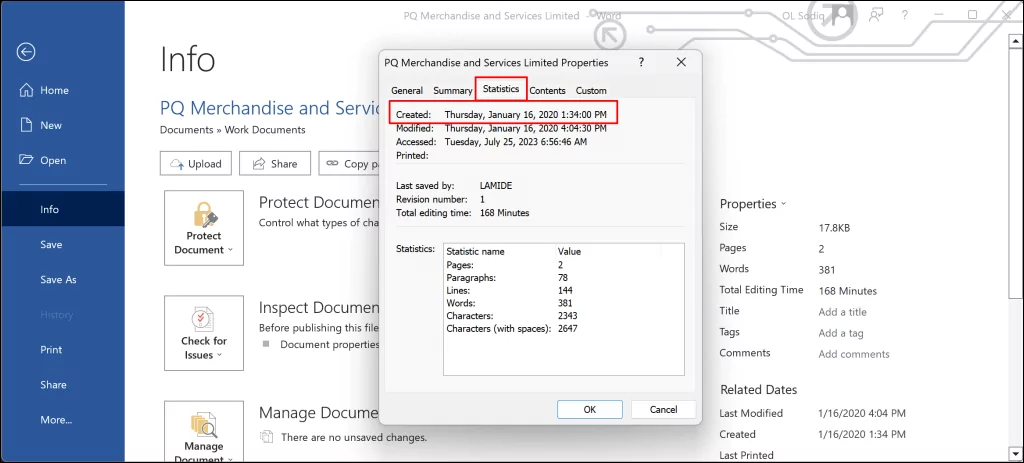 cách xem khi-một-microsoft-word-document-được tạo-hoặc-sửa-trong-windows-6-nén - Help Desk Geek Cách xem khi nào tài liệu Microsoft Word được tạo hoặc sửa đổi trong Windows image 6