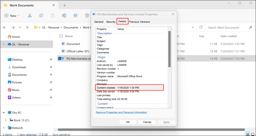 cách xem khi-một-microsoft-word-document-được tạo-hoặc-sửa-trong-windows-11-được nén - Help Desk Geek Cách nhận biết khi nào tài liệu Microsoft Word được tạo hoặc sửa đổi trong Windows image 11