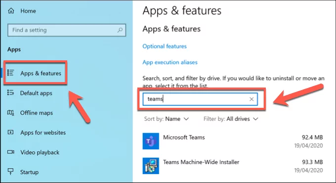 Windows-Installed-Teams-List - Bộ phận trợ giúp Geek Cách gỡ cài đặt Microsoft Teams khi nó liên tục cài đặt lại Hình 4