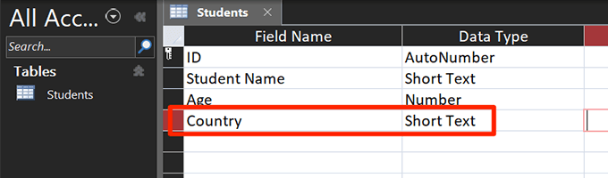 country-field - Bộ phận trợ giúp Geek Cách xây dựng cơ sở dữ liệu với Microsoft Access hình 8