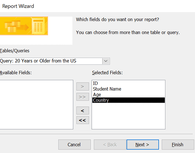 report-add-fields - Bộ phận trợ giúp Geek Cách xây dựng cơ sở dữ liệu bằng Microsoft Access hình 22