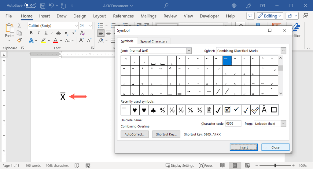 cách gõ-x-bar-biểu tượng-in-microsoft-word-3-nén - Help Desk Geek Cách gõ biểu tượng X-Bar trong Microsoft Word hình 3