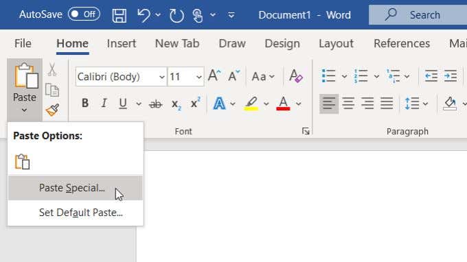 dán-đặc biệt-từ - Help Desk Geek Cách chèn bảng tính Excel vào ảnh Word Doc 6