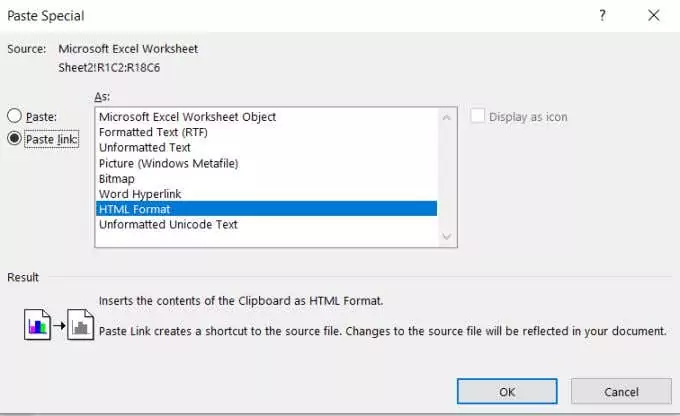 dán-liên kết-đối tượng-1 - Help Desk Geek Cách chèn bảng tính Excel vào ảnh Word Doc 9
