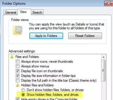 hiển thị các tập tin ẩn - Mẹo công nghệ trực tuyến hiển thị cac file bị ẩn