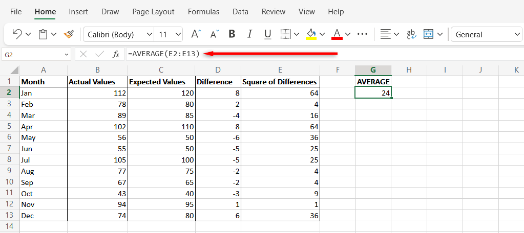 cách tính-trung bình-bình phương-lỗi-mse-in-microsoft-excel-9-nén - Help Desk Geek Cách tính lỗi bình phương trung bình (MSE) trong Microsoft Excel hình 9