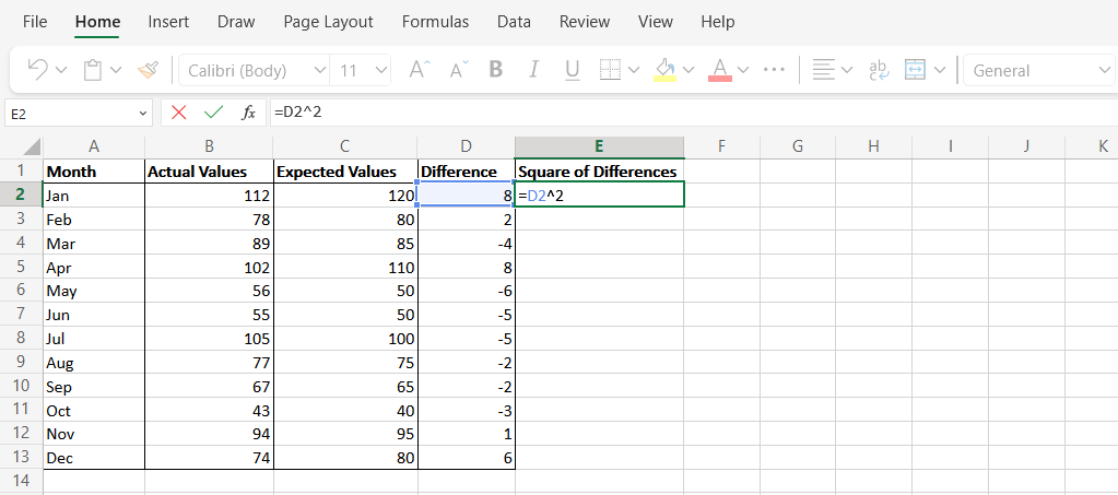 cách tính-trung bình-bình phương-lỗi-mse-in-microsoft-excel-8-nén - Help Desk Geek Cách tính sai số bình phương trung bình (MSE) trong Microsoft Excel hình 8