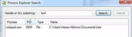 xử lý tập tin tìm kiếm