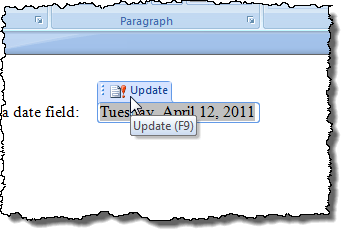 Cập nhật một trường trong Word 2007 Cập nhật một trường trong Word 2007