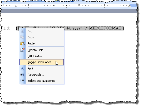 Chọn chuyển đổi mã trường trong Word 2003 Chọn chuyển đổi mã trường trong Word 2003