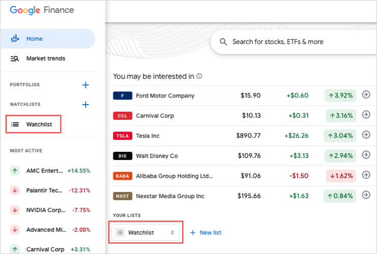cách thiết lập-một-cổ phiếu-danh sách theo dõi-trên-google-finance-4-nén - Mẹo kỹ thuật trực tuyến Sử dụng Danh sách theo dõi mặc định trên Google Finance hình 4