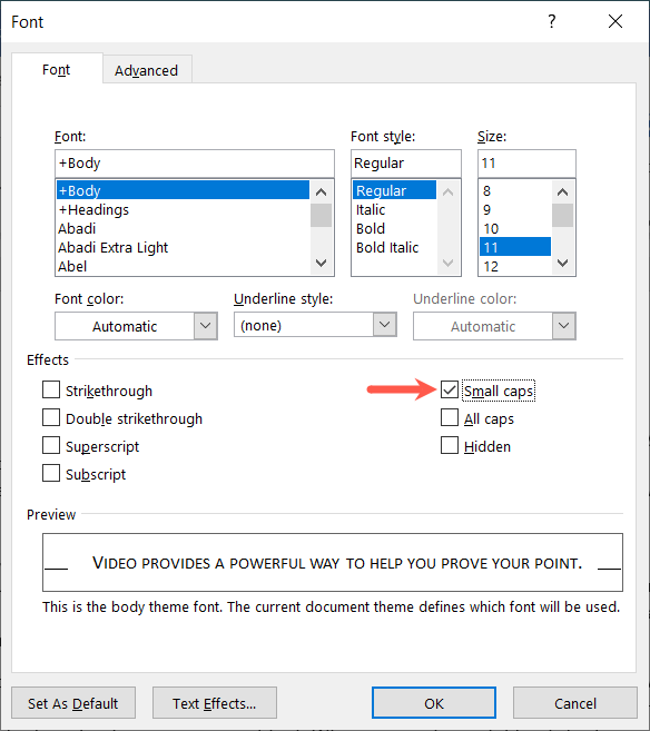 cách áp dụng-small-caps-in-microsoft-word-2-nén - Bộ phận trợ giúp Geek Cách viết hoa nhỏ trong Microsoft Word hình 3