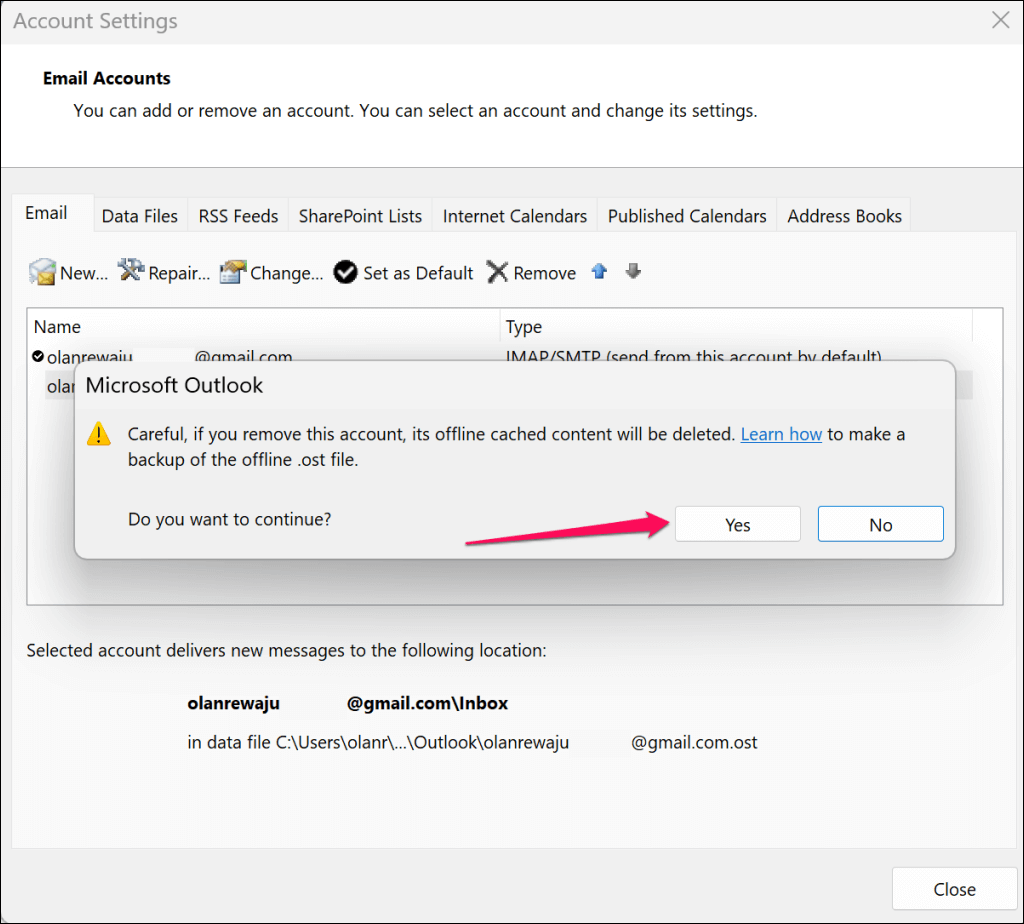 cách xóa hoặc xóa tài khoản email khỏi Outlook-5 được nén - Help Desk Geek Cách xóa hoặc xóa tài khoản email khỏi Outlook hình ảnh 5