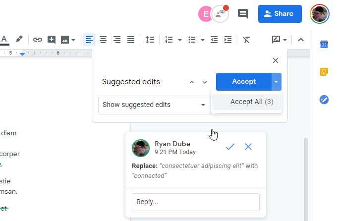 chấp nhận tất cả thay đổi - Help Desk Geek Cách Google Docs Chat giúp bạn cộng tác trên Documents hình 15