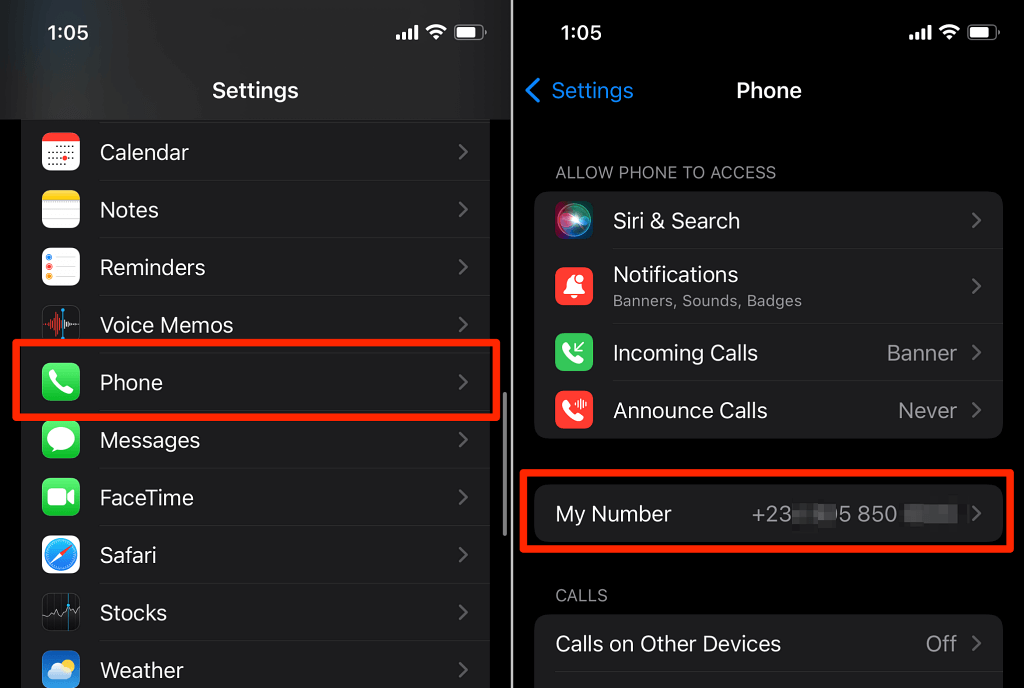 04-check-phone-number-iphone - Mẹo Công Nghệ Trực Tuyến ảnh chụp màn hình tìm số điện thoại di động của bạn trong cài đặt iOS