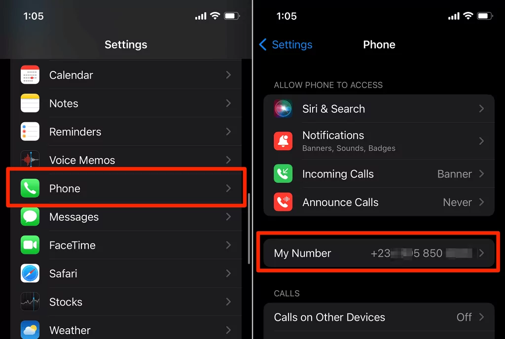 04-check-phone-number-iphone - Mẹo Công Nghệ Trực Tuyến ảnh chụp màn hình tìm số điện thoại di động của bạn trong cài đặt iOS