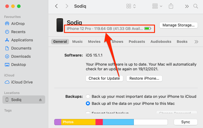 09-find-iphone-số-điện-thoại-mac-finder - Online Tech Tips ảnh chụp màn hình tìm số điện thoại iPhone của bạn trong ứng dụng Finder