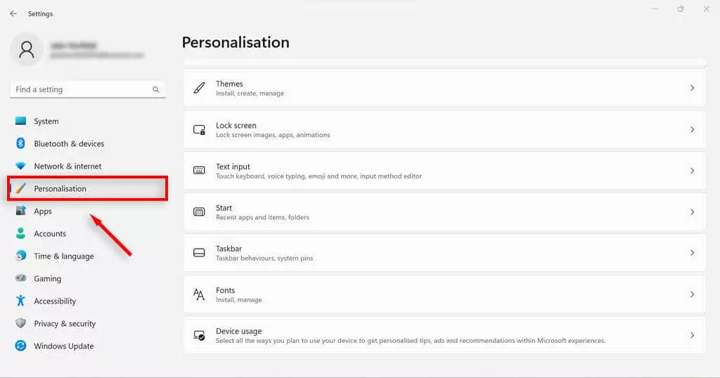 hdg-how-to-remove-start-menu-recommendations-in-windows-11-2-nén - Help Desk Geek Tùy chọn Cá nhân hóa được đánh dấu trong Settings ứng dụng.