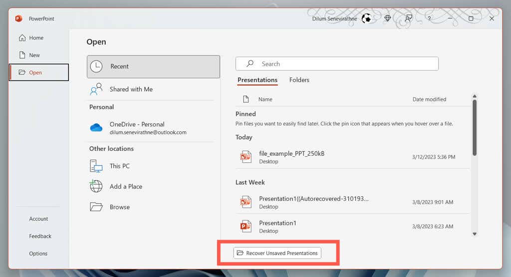 cách khôi phục-chưa lưu-powerpoint-trình bày-3-nén - Help Desk Geek Cách khôi phục bản trình bày PowerPoint chưa được lưu ảnh 3