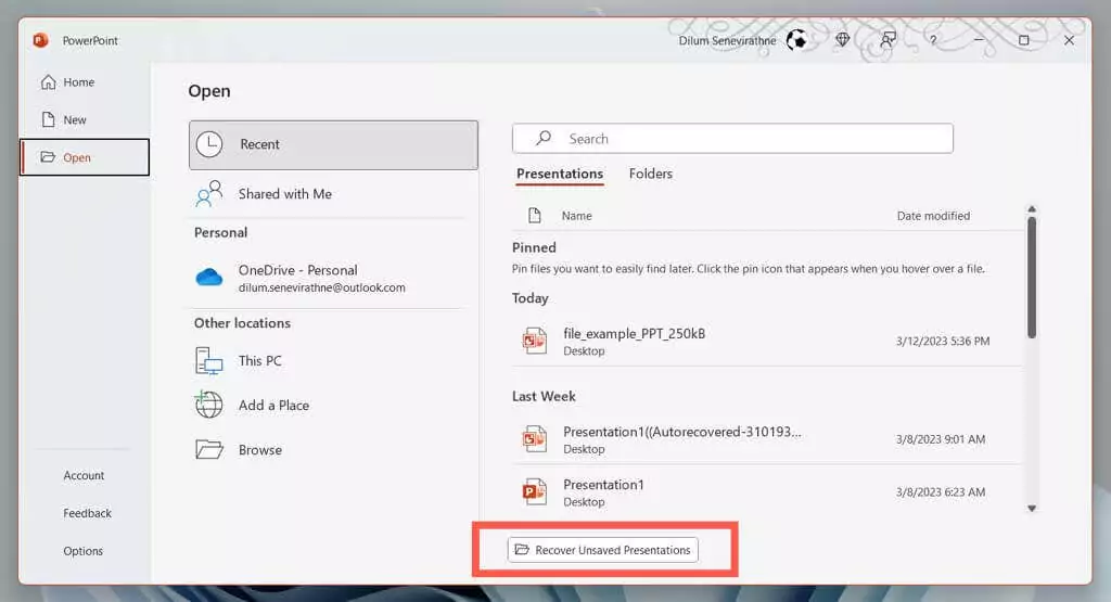 cách khôi phục-chưa lưu-powerpoint-trình bày-3-nén - Help Desk Geek Cách khôi phục bản trình bày PowerPoint chưa được lưu ảnh 3