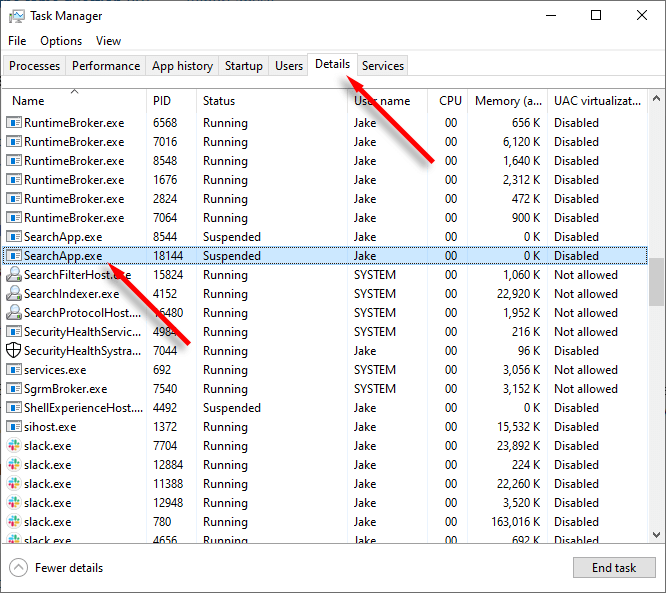 windows-search-bar-keeps-đóng-8-fixes-to-try-5-nén - Help Desk Geek Chọn tab Chi tiết và tìm SearchApp.exe
