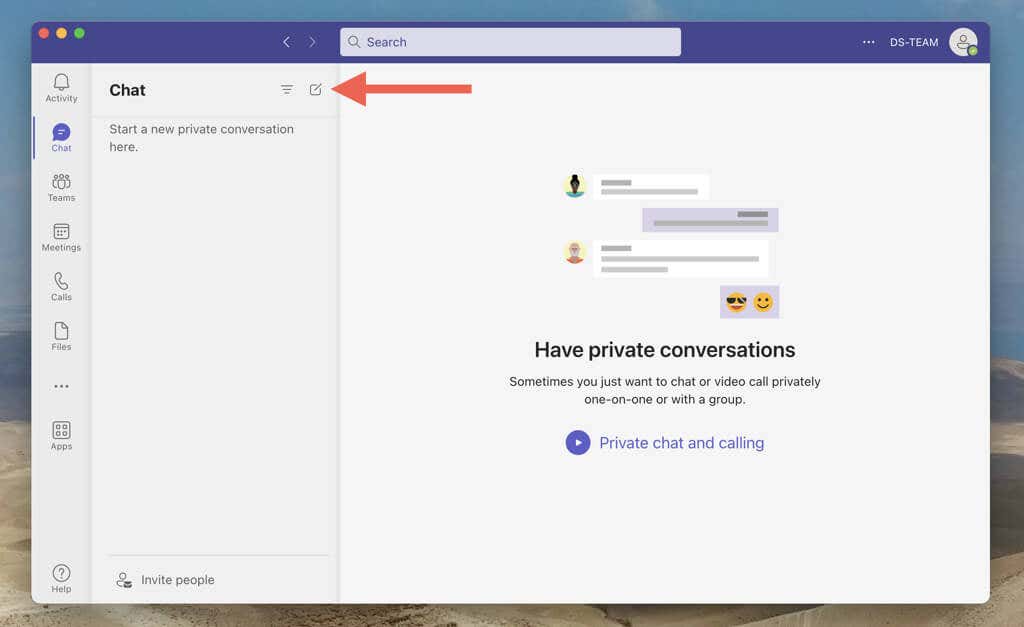 cách tạo một-một-một-hoặc-nhóm-trò chuyện-trong-microsoft-teams-3-nén - Help Desk Geek Cách tạo cuộc trò chuyện riêng tư hoặc nhóm trong Microsoft Teams hình 3