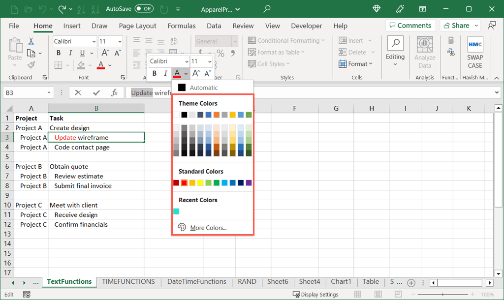 cách làm nổi bật ô và văn bản trong microsoft-excel-18 được nén - Help Desk Geek Cách đánh dấu ô và văn bản trong Microsoft Excel hình 19