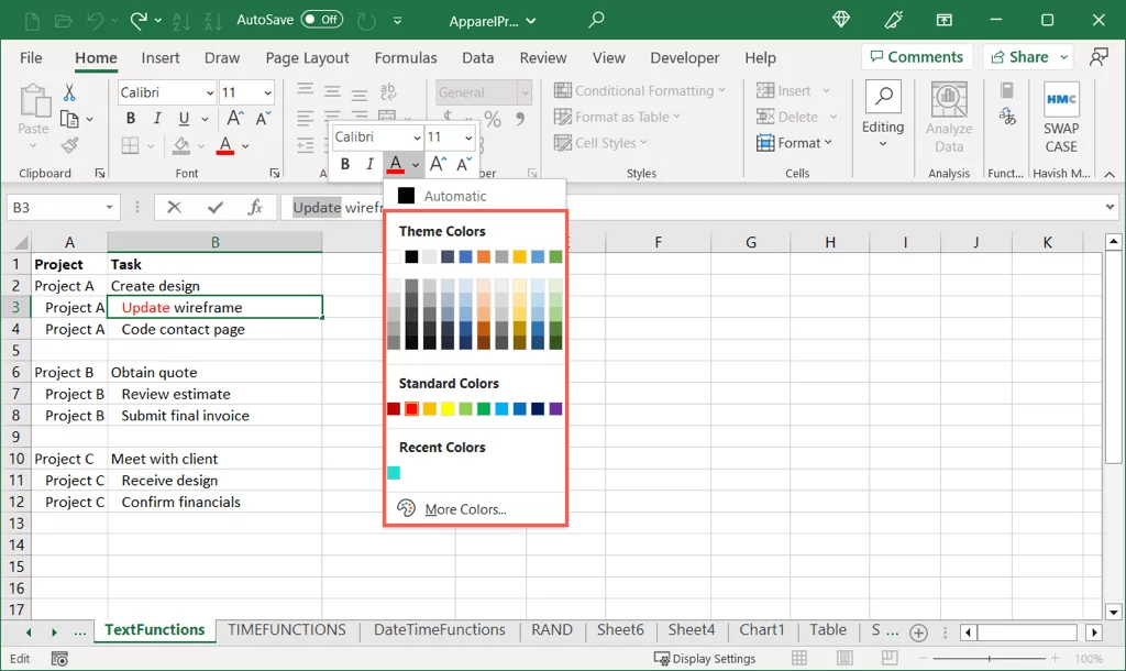 cách làm nổi bật ô và văn bản trong microsoft-excel-18 được nén - Help Desk Geek Cách đánh dấu ô và văn bản trong Microsoft Excel hình 19