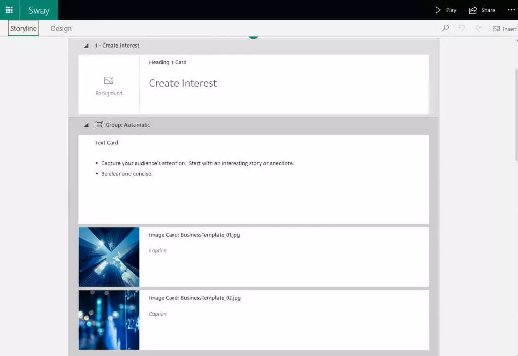 Thẻ Sway - Bộ phận trợ giúp Geek Microsoft Sway so với PowerPoint: Điểm giống và khác nhau là gì? hình ảnh 3