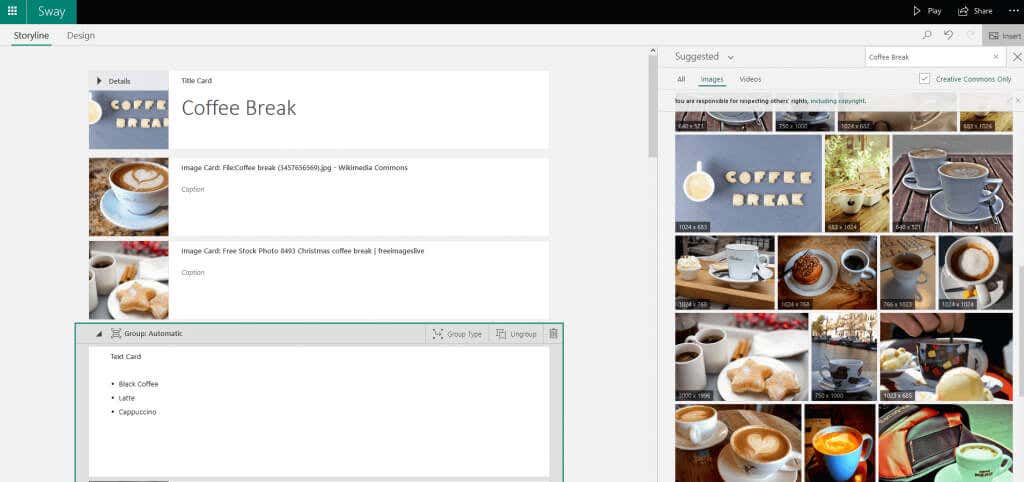 Tùy chọn tạo Sway - Bộ phận trợ giúp Geek Microsoft Sway so với PowerPoint: Điểm giống và khác nhau là gì? hình ảnh 7