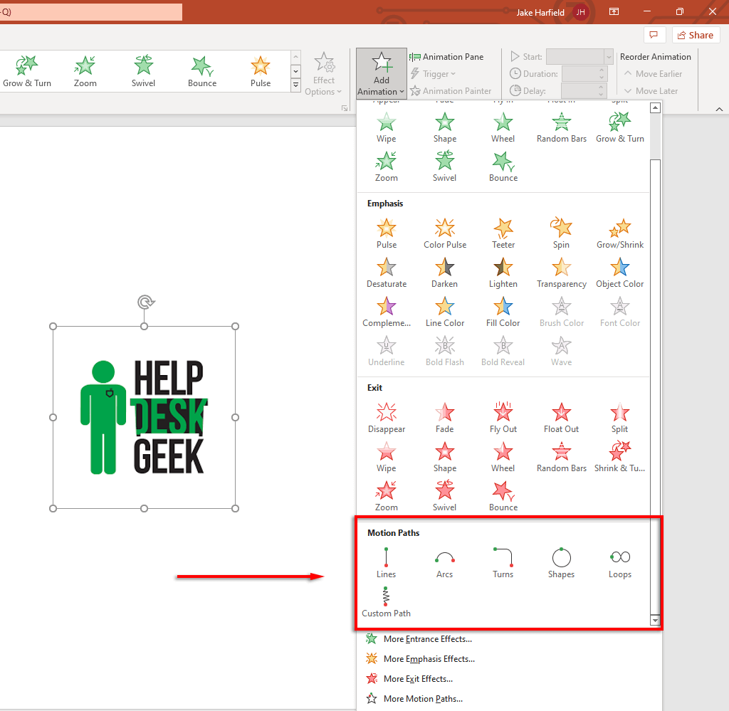 hdg-how-to-use-motion-path-animations-in-microsoft-powerpoint-4-nén - Bộ phận trợ giúp Geek Cách sử dụng Ảnh động đường dẫn chuyển động trong Microsoft PowerPoint hình 4