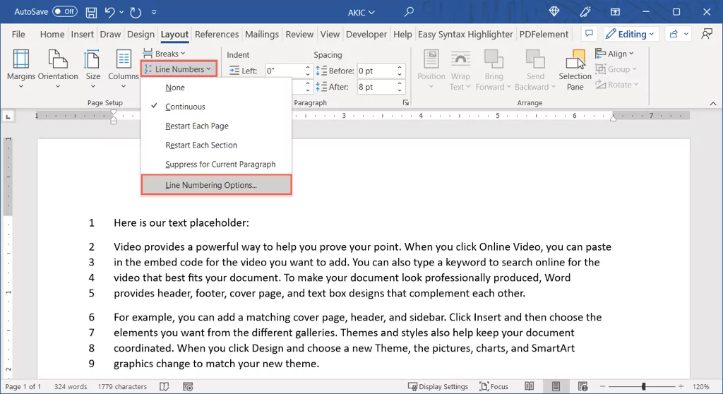 cách thêm số dòng trong Microsoft Word-3-nén-2 - Help Desk Geek Cách thêm số dòng trong Microsoft Word ảnh 3