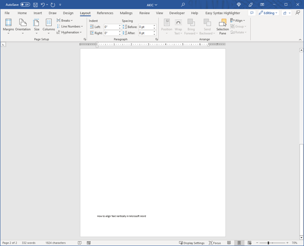 cách nén văn bản theo chiều dọc trong Microsoft Word-4 - Help Desk Geek Cách căn chỉnh văn bản theo chiều dọc trong Microsoft Word hình 4