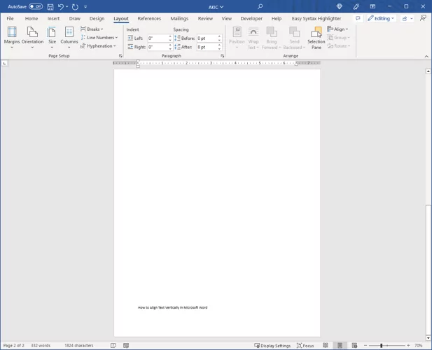 cách nén văn bản theo chiều dọc trong Microsoft Word-4 - Help Desk Geek Cách căn chỉnh văn bản theo chiều dọc trong Microsoft Word hình 4