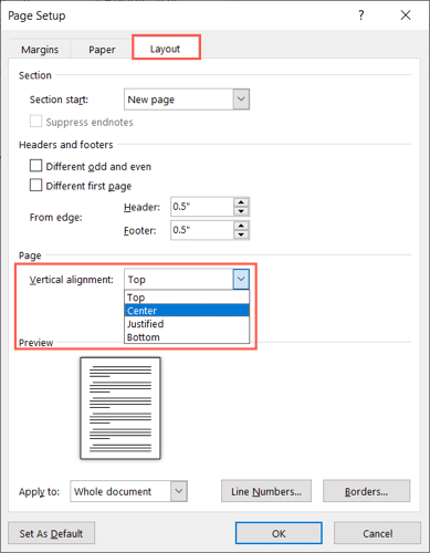cách nén văn bản theo chiều dọc trong Microsoft Word-2 - Help Desk Geek Cách căn chỉnh văn bản theo chiều dọc trong Microsoft Word hình 2
