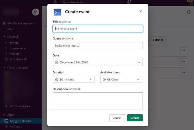 11-slack-create-event - Mẹo công nghệ trực tuyến Sử dụng ứng dụng Lịch Google Slack hình ảnh 3