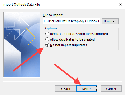 11-Nhập-Tệp-Dữ liệu Outlook - Help Desk Geek Cửa sổ nhập file dữ liệu của Outlook