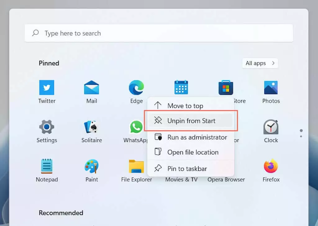 05-Bỏ ghim ứng dụng - Help Desk Geek Cách tùy chỉnh Start Menu Windows 11 hình 6